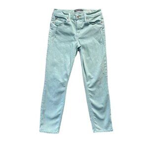 Anthropologie Level 99 Jeans Women 27 Mint Lily Roll Up Crop Mid Rise Distressed